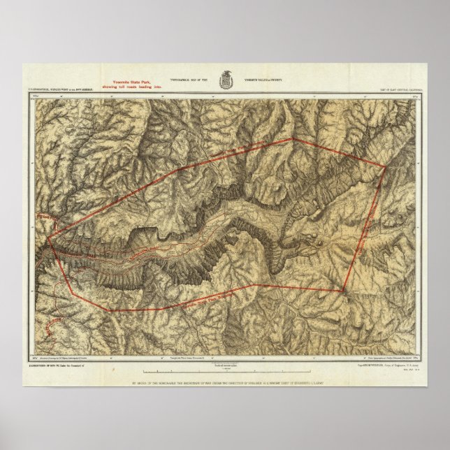 Topographical Map of The Yosemite Valley Poster (Front)