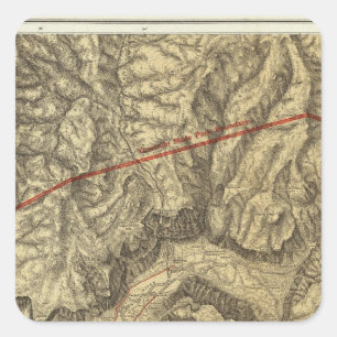 Topographical Map of The Yosemite Valley Square Sticker
