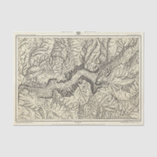 Topographical Map of The Yosemite Valley Tissue Paper