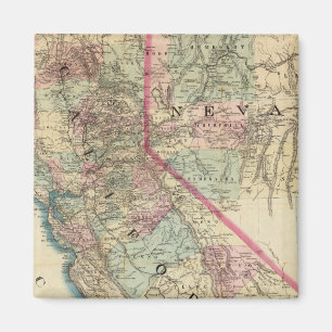 Topographical Railroad and County Map, California Magnet