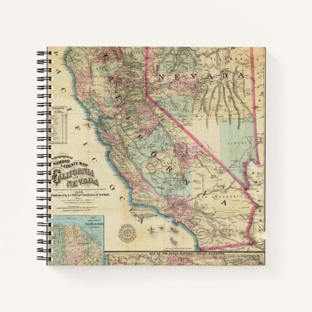 Topographical Railroad and County Map, California Notebook (Front)