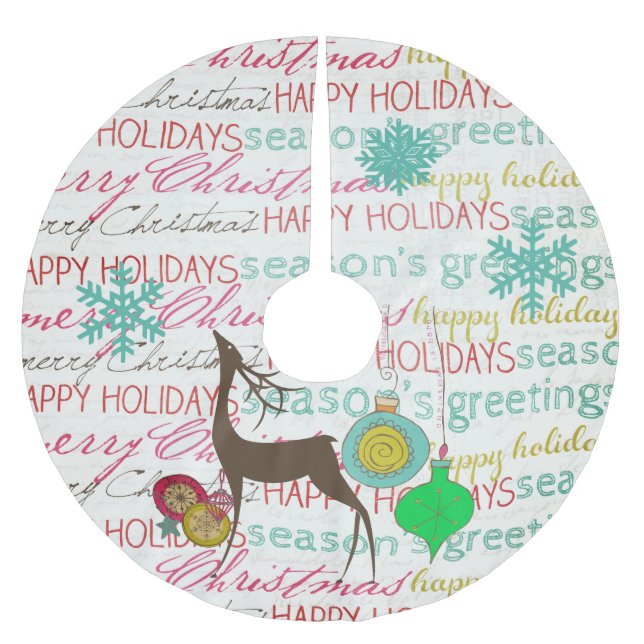 Topography Deer Ornaments Holiday Tree Skirt (Front)