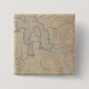 Topography Map, Yellowstone National Part, Wyoming 15 Cm Square Badge