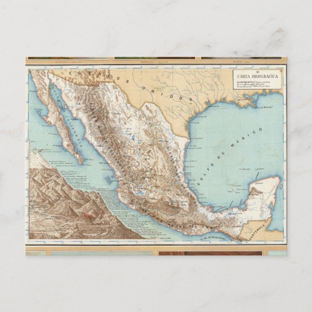 Topography of Mexico Postcard (Front)