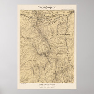 Topography TruckeeDonner Pass Region, California Poster