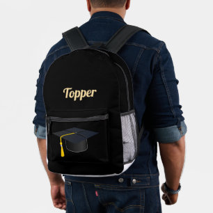 Topper Text Graduation Hat Printed Elegant Style Backpack