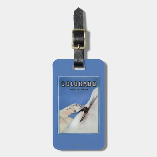 Tops the Nation - Skiing Promotional Poster Luggage Tag (Front Vertical)