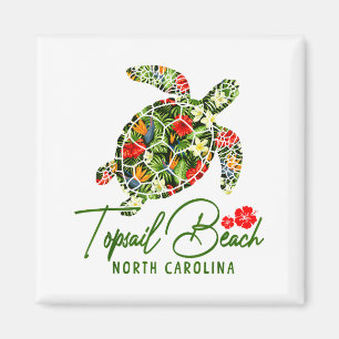 Topsail Beach North Carolina Sea Turtle Tropical H Magnet