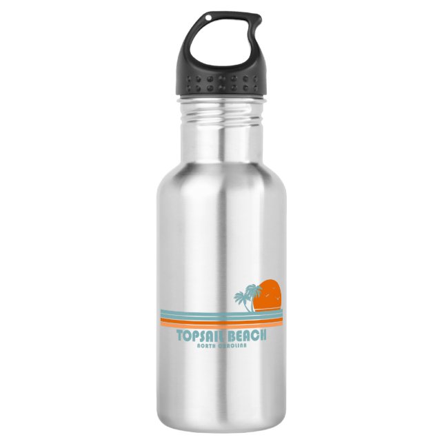 Topsail Beach North Carolina Sun Palm Trees 532 Ml Water Bottle (Front)