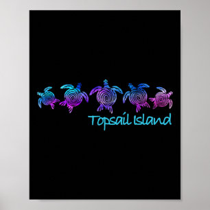 Topsail Island Beach Design Tribal Turtle Gift Poster