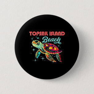 Topsail Island Beach Nc Artistic Sea Turtle Retro  6 Cm Round Badge