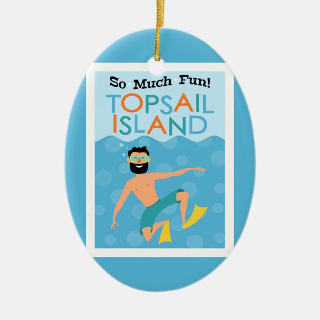 Topsail Island Fun Hipster Travel Ceramic Tree Decoration (Front)