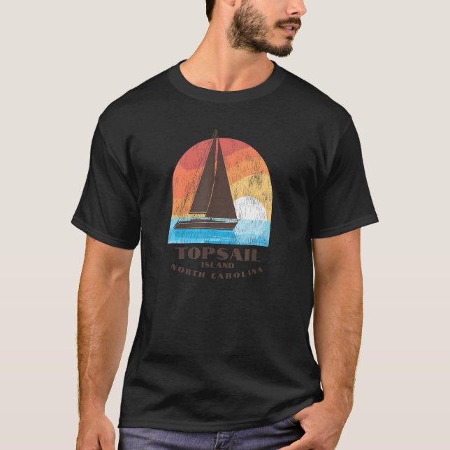 Topsail Island, NC Vacationing Sailboating Sunrise T-Shirt (Front)