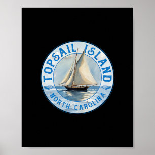 Topsail Island North Carolina Vintage Sailboat Des Poster