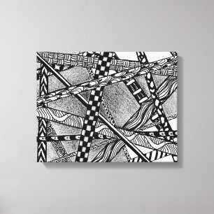 Topsy Turvy Entwined Black and White Lines Canvas  Print
