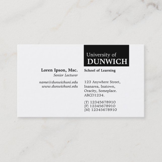 TopTag University - Black Business Card (Front)