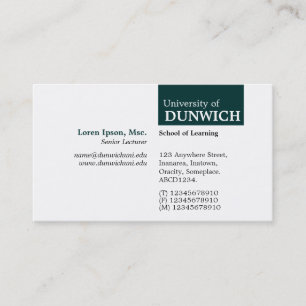 TopTag University - Dark Green Business Card