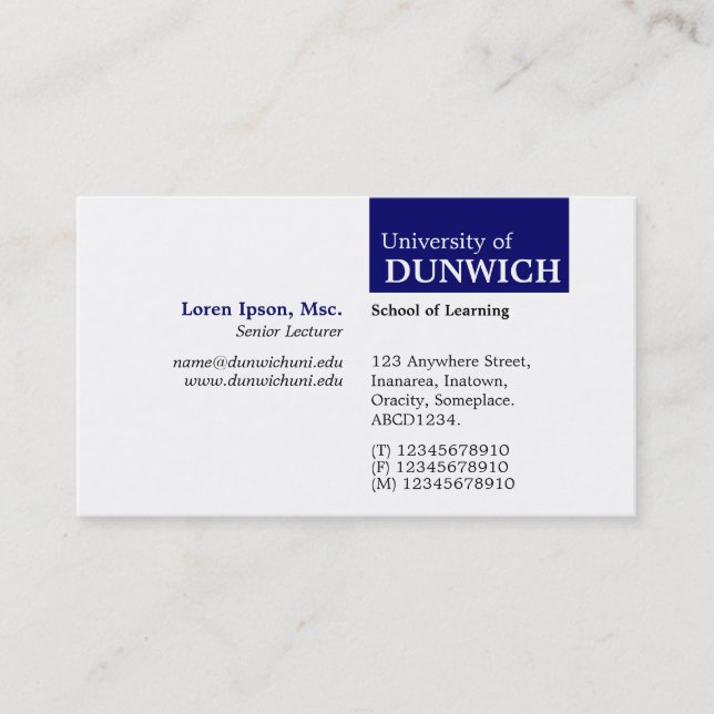 TopTag University - Deep Navy Business Card (Front)