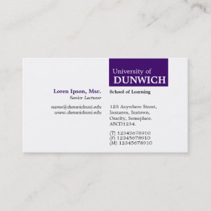 TopTag University - Deep Purple Business Card