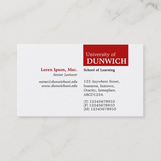TopTag University - Ruby Red Business Card (Front)