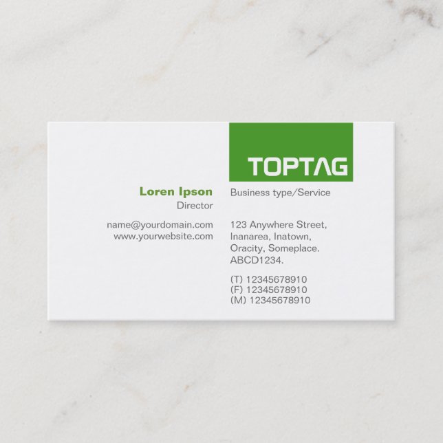 TopTag v2 - Avocado Green Business Card (Front)