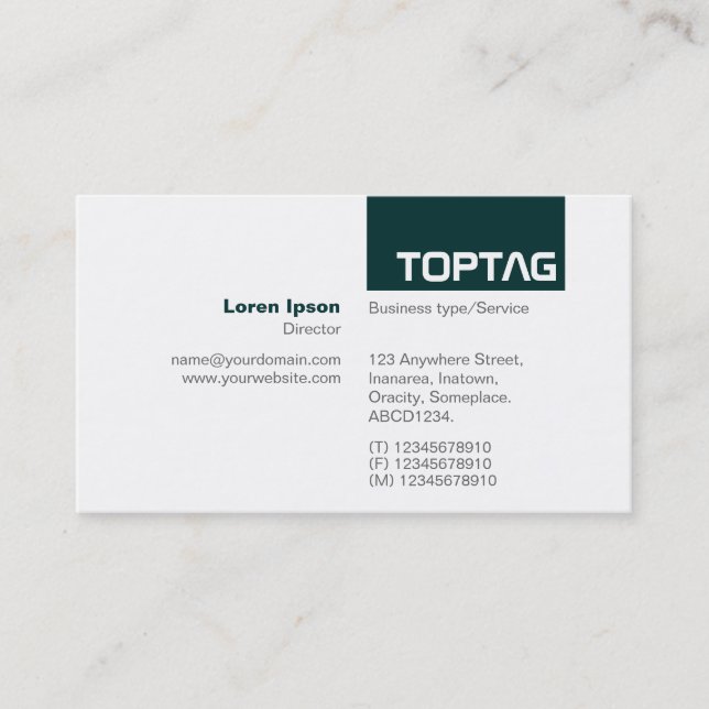 TopTag v2 - Dark Green Business Card (Front)