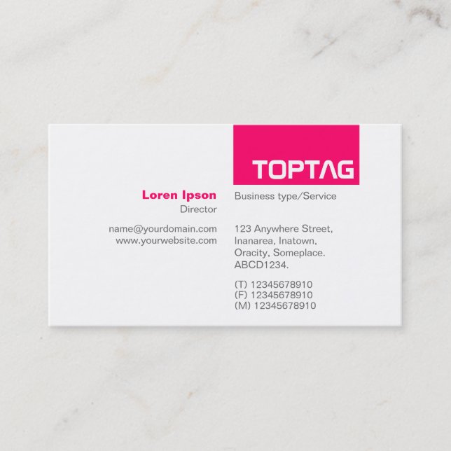 TopTag v2 - Neon Red Business Card (Front)
