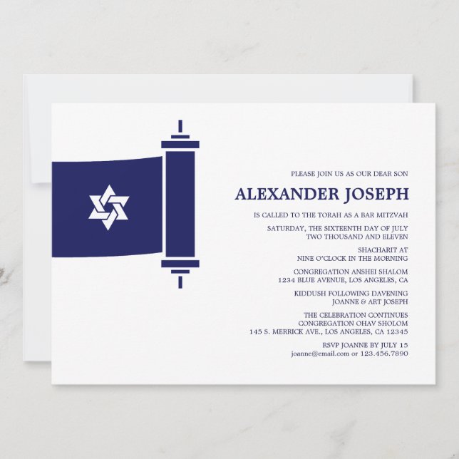 Torah Bar Mitzvah Invitation (Front)