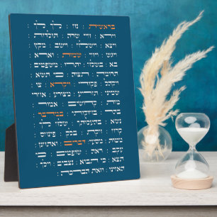 Torah Parshiot Parshas Weekly Readings in Hebrew Plaque