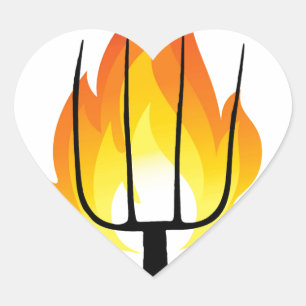 Torch and Pitchfork Heart Sticker