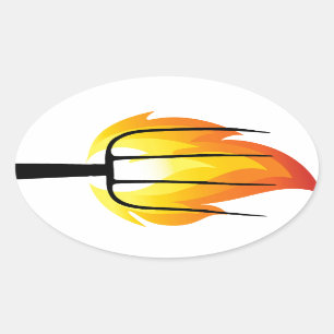 Torch and Pitchfork Oval Sticker