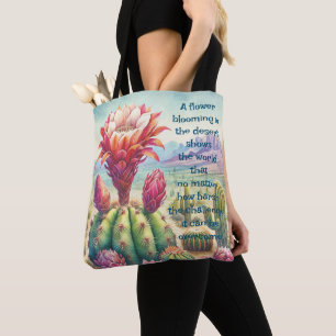 Torch Cactus Flower & Quote Tote Bag