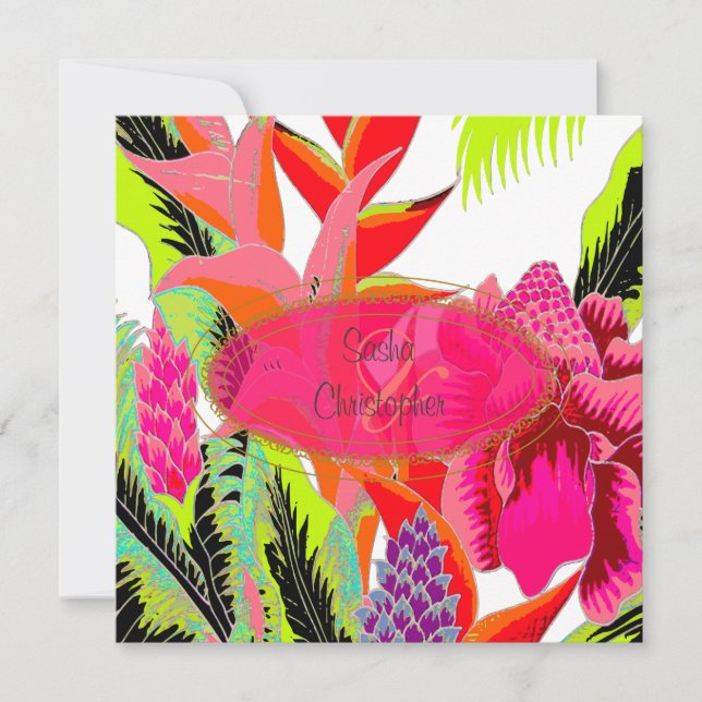 Torch Ginger+heliconia/Luau Wedding Invitation (Front)