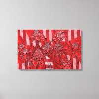 Torch Ginger Lily, Red Flowers Tropical Floral Art
