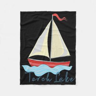 Torch Lake Michigan Sailing Boating Sail Boat Naut Fleece Blanket