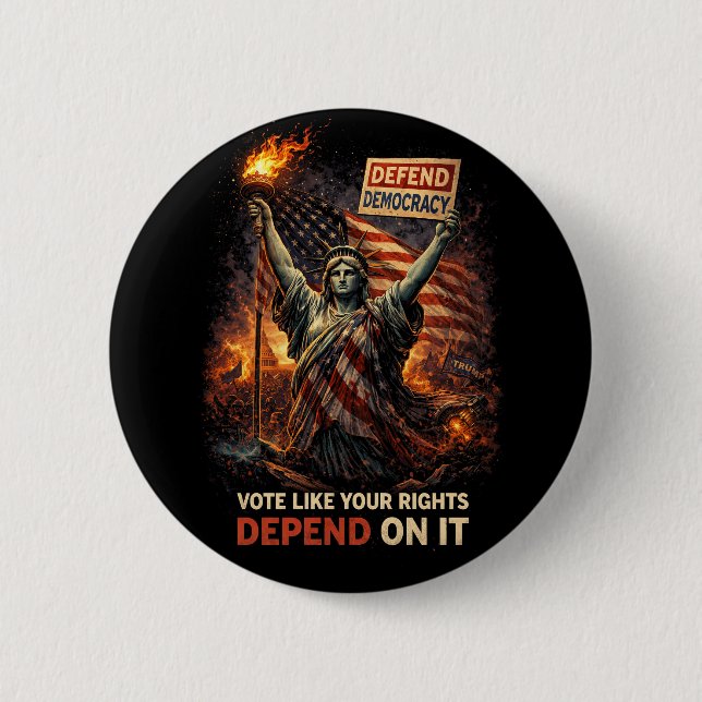 Torch of Democracy 6 Cm Round Badge (Front)
