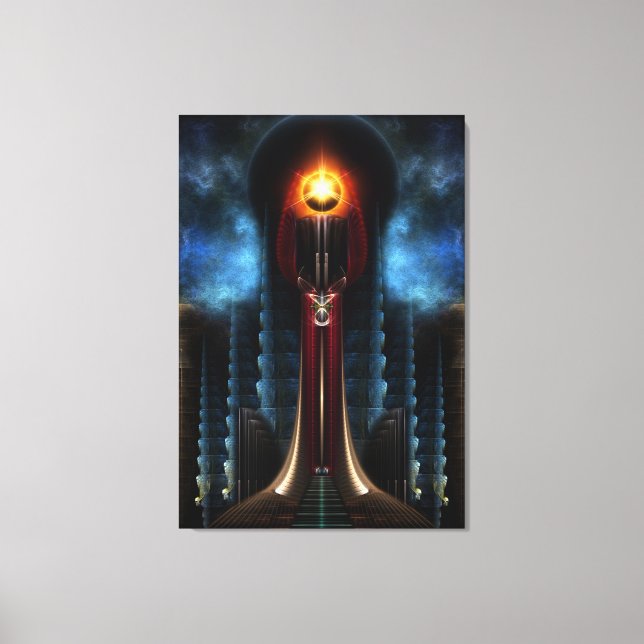 Torch Stone Tower Fractal Art Wrapped Canvas Print (Front)