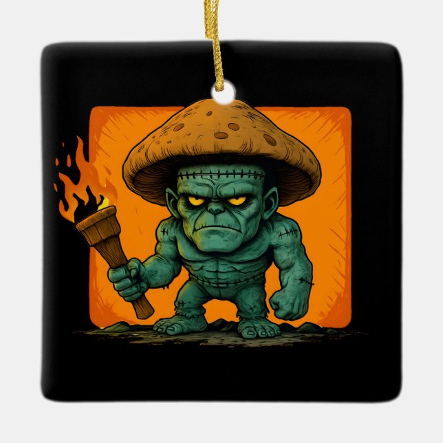Torch & Temper – Mushroom Beast Design Ceramic Ornament (Front)