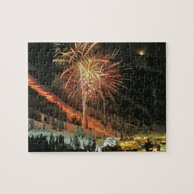 Torchlight parade and fireworks during Winter Jigsaw Puzzle (Horizontal)