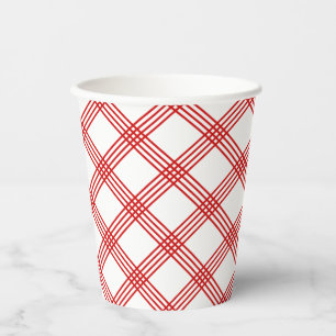 Torchon Plaid Diagonal Red Paper Cup