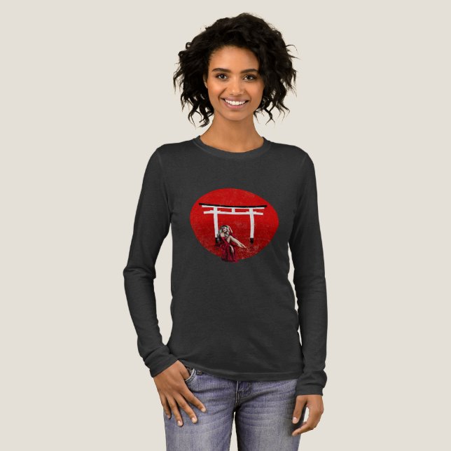 Torii Gate  Long-sleeved T-Shirt Tri-Blend Shirt (Full Front)
