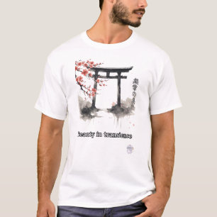 Torii Gate Sakura Watercolor Artwork T-Shirt