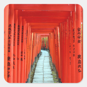 Torii Gates of Nezu Shrine: Tokyo Postcard Square Sticker