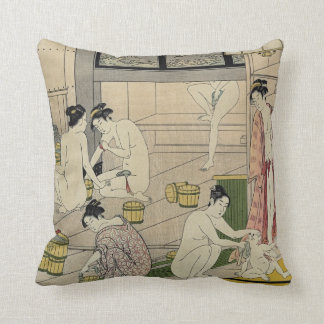 Torii Kiyonaga bathhouse women Cushion