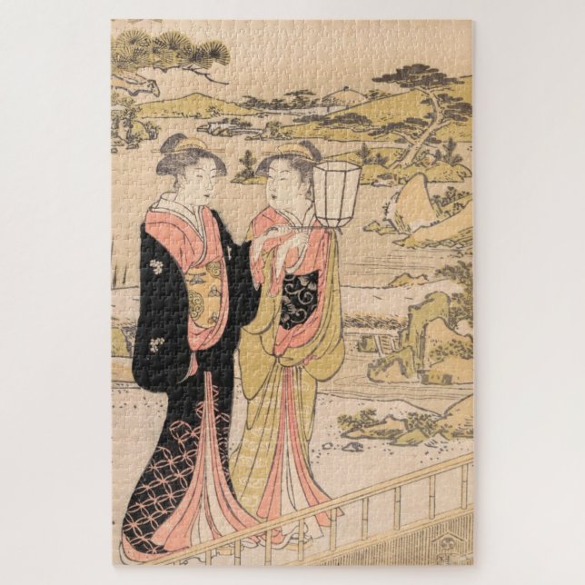 Torii Kiyonaga  Two Women in a Garden japanese art Jigsaw Puzzle (Vertical)