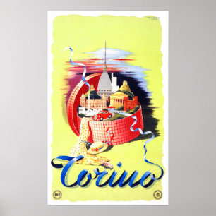 Torino Italy Vintage Poster Restored