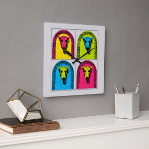 Torino Turin Toret Pop Art Typography Streetwear Square Wall Clock