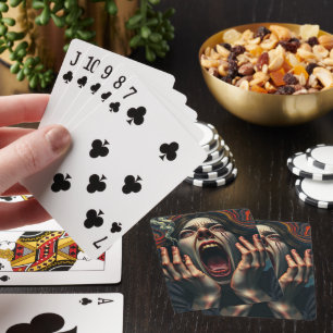 Tormented Woman Haunting Scream Playing Cards