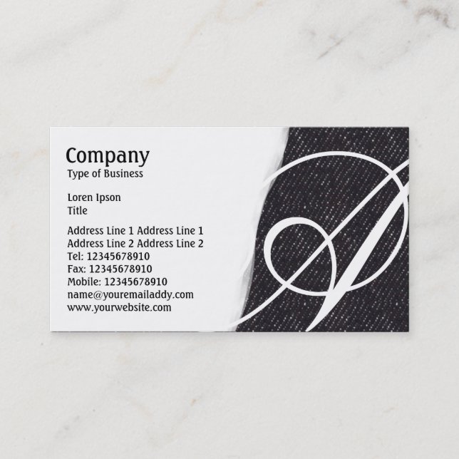 Torn Away - Black Denim Texture Business Card (Front)