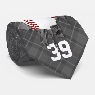 Torn Baseball (dark/personalised) Tie